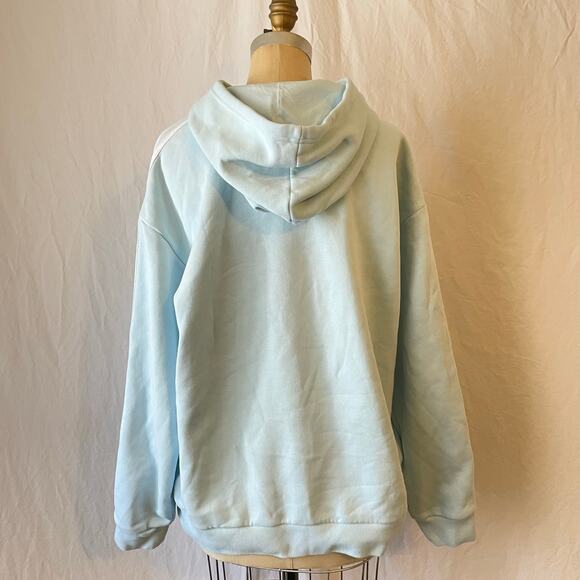 Adidas Pale Blue 3 Stripe Pullover Hoodie Size XL - Picture 3 of 7